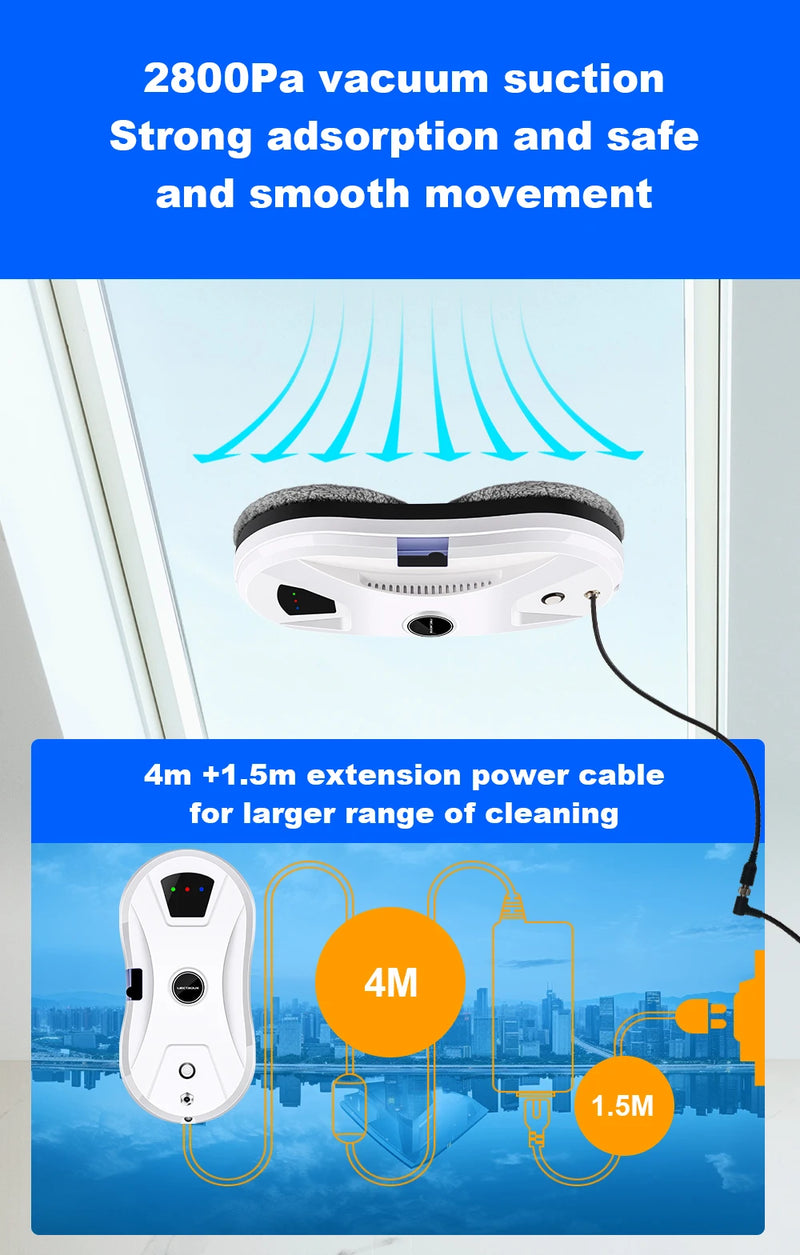 Window Cleaning Robot Liectroux YW610 Water Spray,Ultrathin Window Robot Vacuum Cleaner