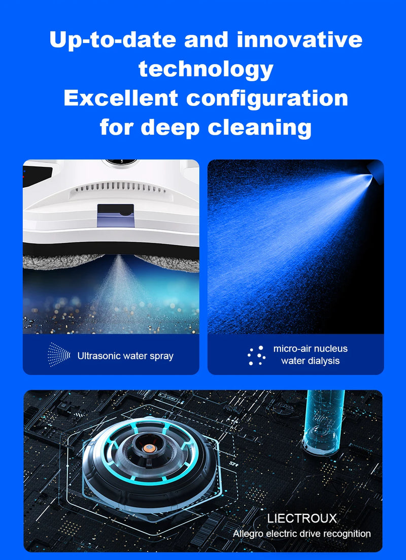 Window Cleaning Robot Liectroux YW610 Water Spray,Ultrathin Window Robot Vacuum Cleaner