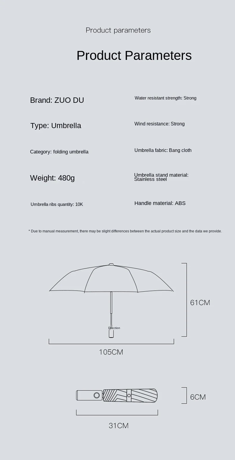 Rechargeable 3-Eye LED Flashlight Windproof Men's Umbrella Automatic Umbrella Double Umbrella