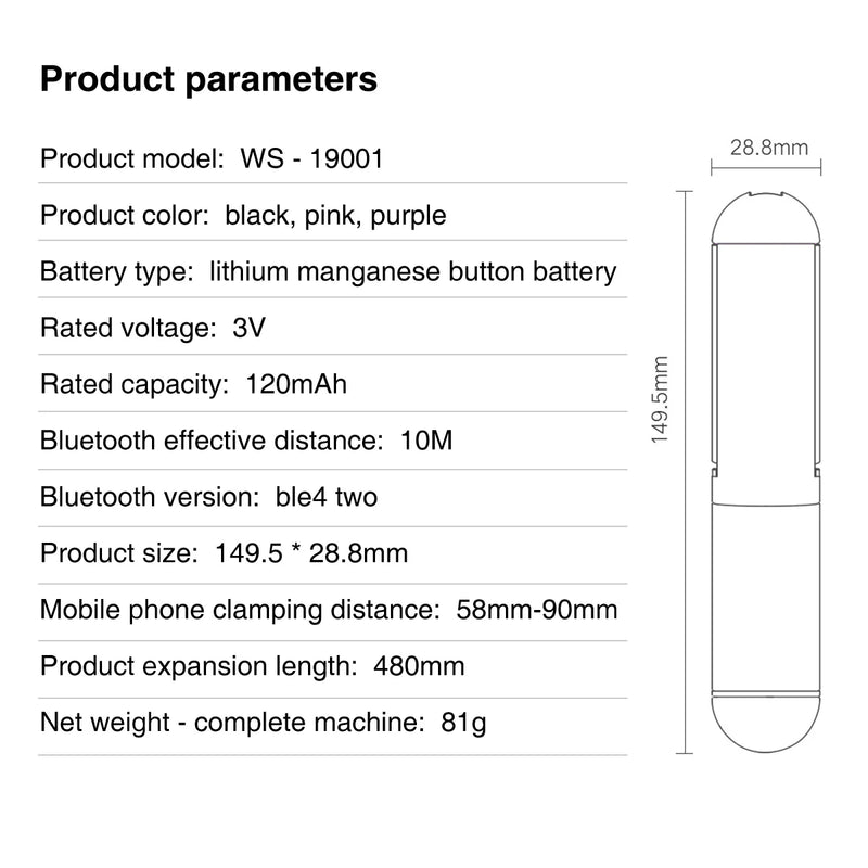 Mini Firefly Pocket Selfie Stick Bluetooth Wireless Remote Control Extendable Handheld Selfie Rod for iPhone Xiaomi HUAWEI VIVO