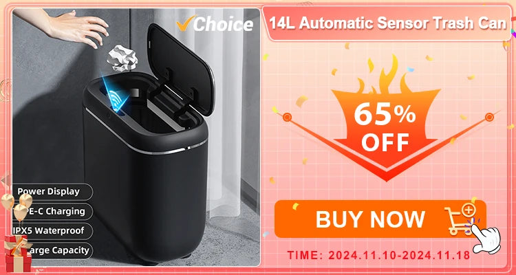 15/18L Smart Sensor Trash Can Quiet Automatic Trash Bin Rechargeable Auto Motion Sensor Rubbish Can for Kitchen Bathroom Bedroom