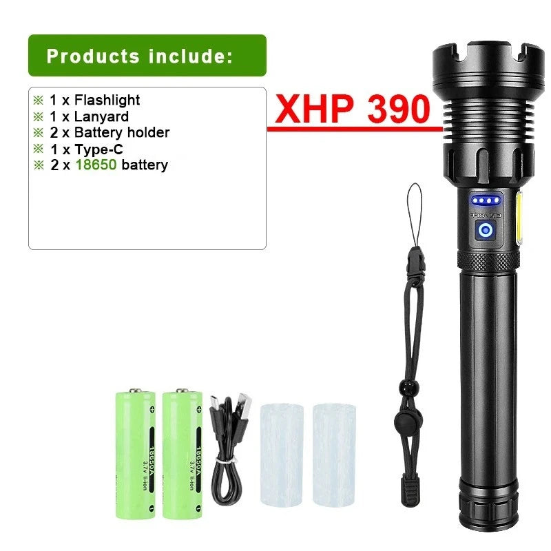 10000000 Lumens Super Bright Long Range LED Flashlight Tactical Flashlight Outdoor Waterproof Flashlight Camping Lantern Torch