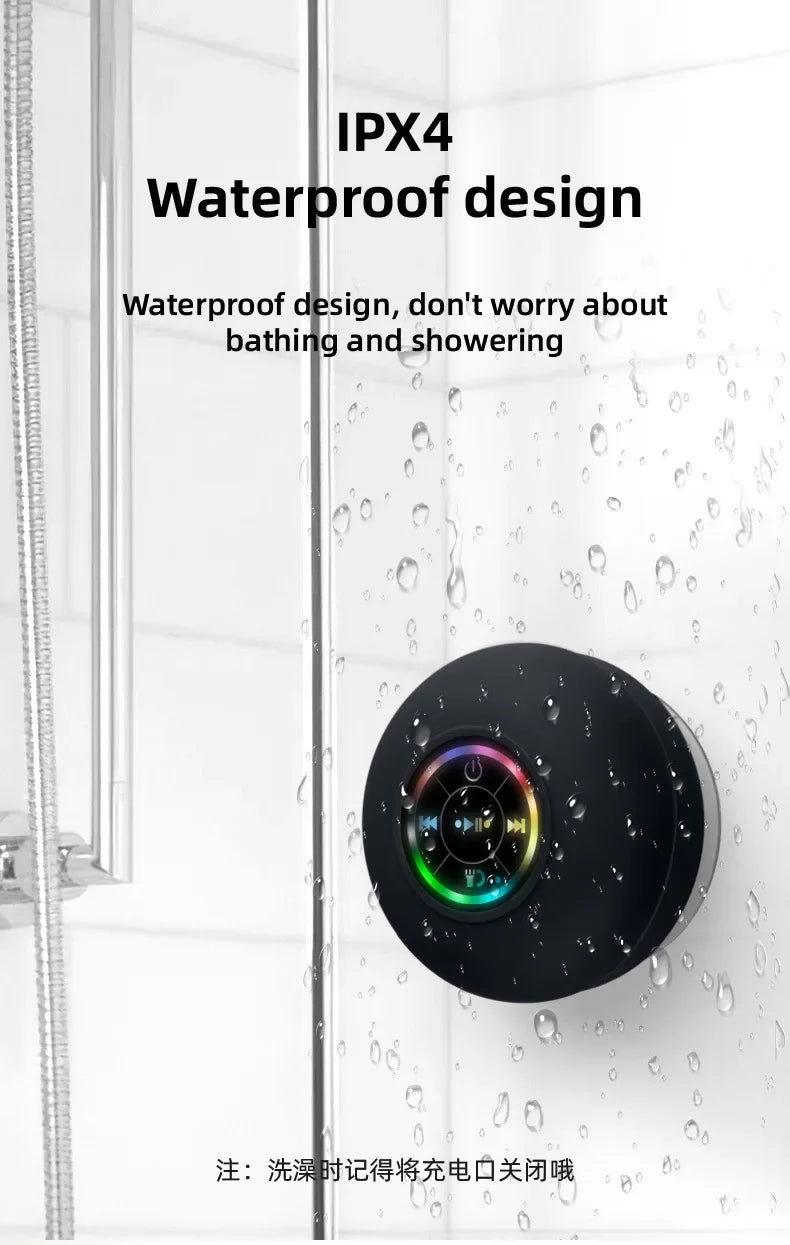 Xiaomi Mijia Bluetooth Mini Portable Speaker Wireless IPX4 Waterproof Speaker with FM Radio and Multicolor LED Light Suction Cup