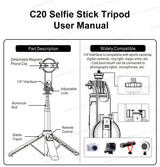 1300mm Magnetic Selfie Stick Tripod for iPhone Magsafe,Hidden Clamp & 1/4" Thread Compatible Android Smartphone & Action Camera