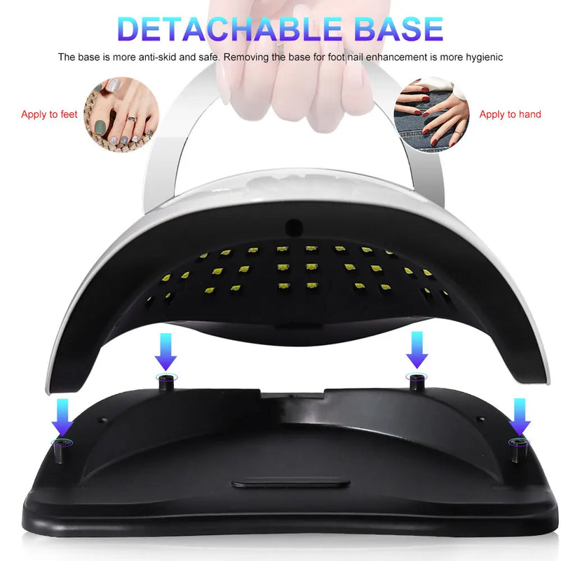 Professional 72LED Nail Dryer UV Nail Light with 4 Timers Automatic Sensor Settings, Suitable for Gel Curing Home Nail Tools