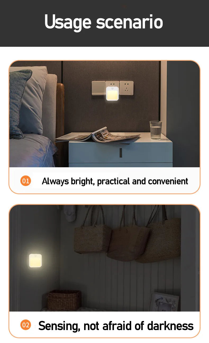 TxxCvv Motion Sensor LED Night Lights EU Plug Dimmable Cabinet Light For Baby Bedside Bedroom Corridor Night Lamp Home lighting