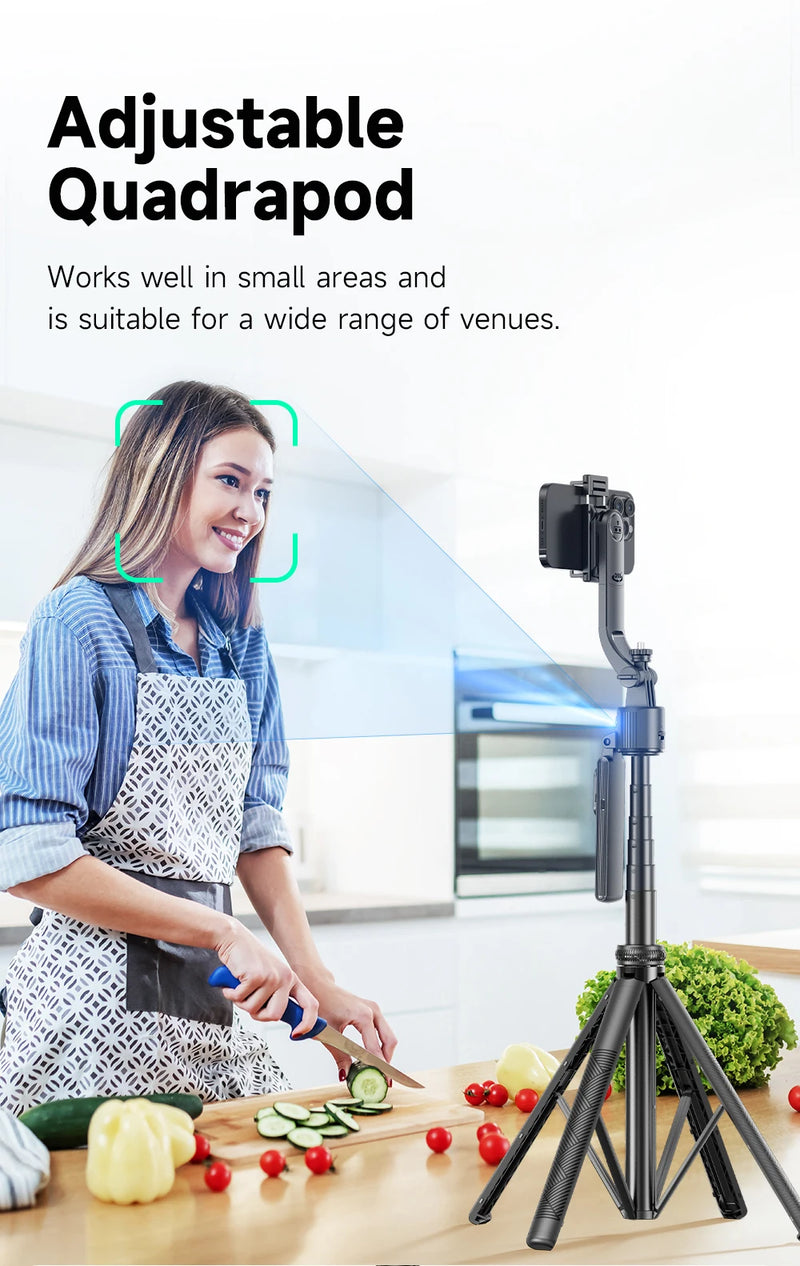 360°Selfie Stick With Bluetooth Remote Intelligent AI Follow-Up Anti Shake Pan Tilt Tripod Fully Automatic Photography Artifact