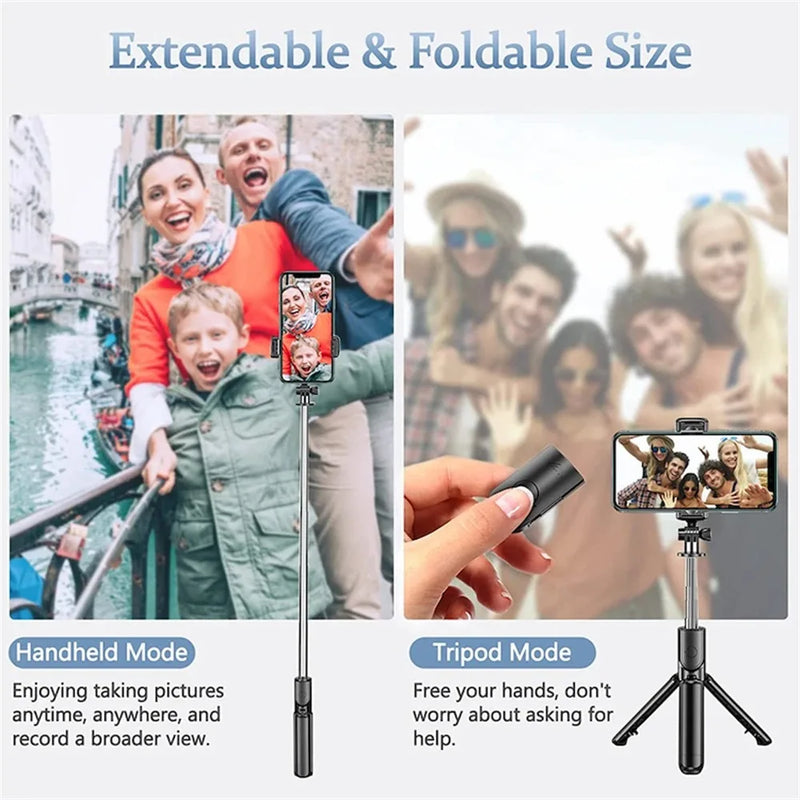 Wireless Selfie Stick with Bluetooth Mobile Phone For iPhone 15 Android Selfie Rod with Remote Control for Cellar Cellphone Boom