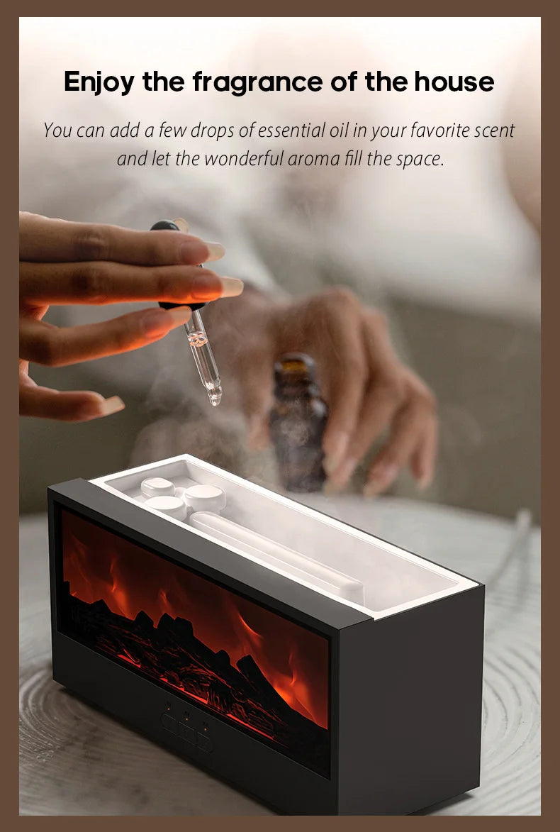 Colorful Flame Fireplace Aroma Diffuser Air Humidifier with Timer Remote and Waterless Auto Off for Home Office Birthday Gifts