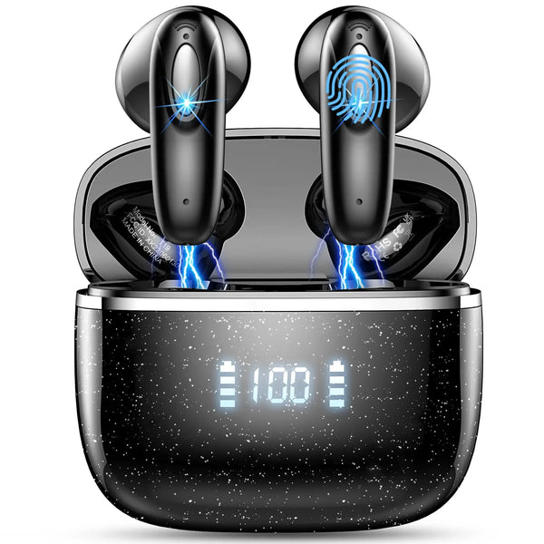 DRSAEC Wireless Earbuds, Bluetooth 5.3, 4 ENC Noise Canceling Mic, 40H LED Display Charging Case, IP7 Waterproof in-Ear Earbuds.