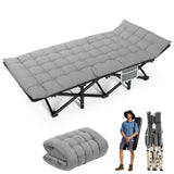 190*71cm Folding Camping Cot for Adult, Portable Sleeping Cot with Mattress, Outdoor Heavy Duty Cot Bed for Camp with Carry Bag