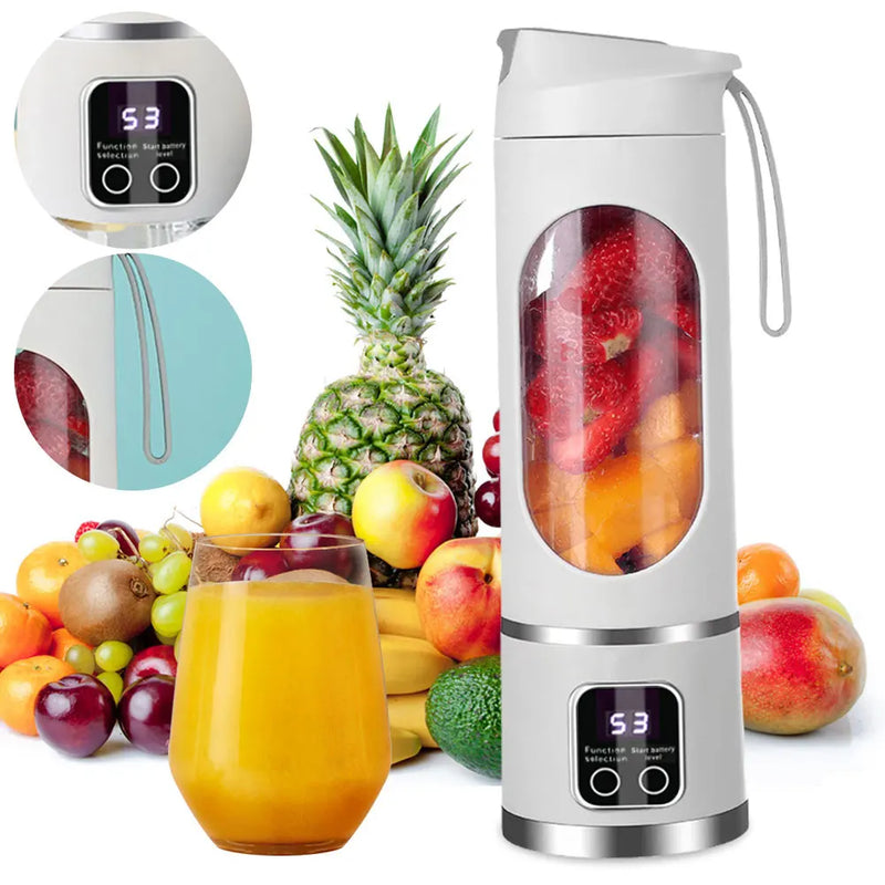 450ml Portable Juicer Blender Cup USB Rechargeable Mini Electric Juicer 1500mAh with 8 Blades for Smoothies Shakes