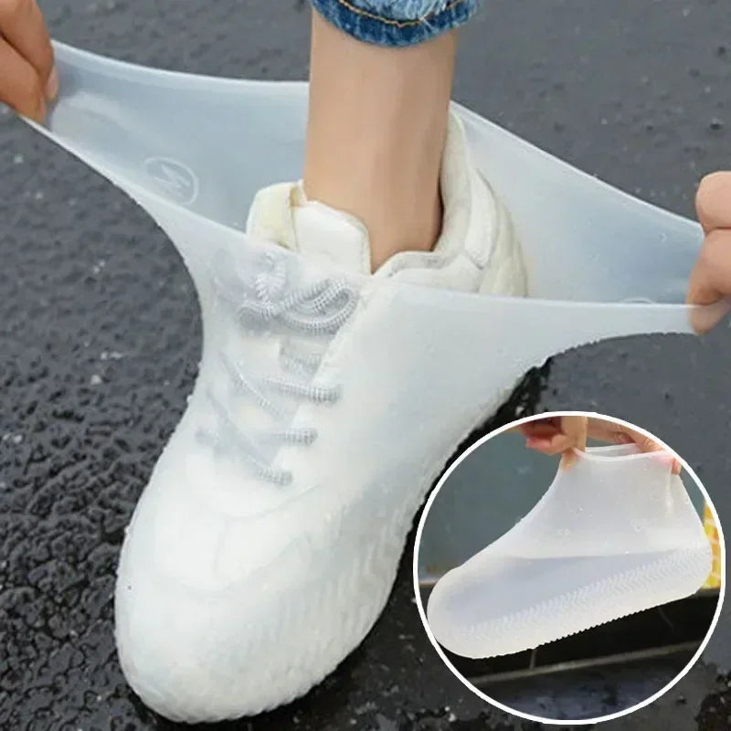 2pcs Waterproof Shoe Covers Silicone Anti-Slip Rain Boots Unisex Sneakers Protector For Outdoor Rainy Day Protectors Shoes Cover