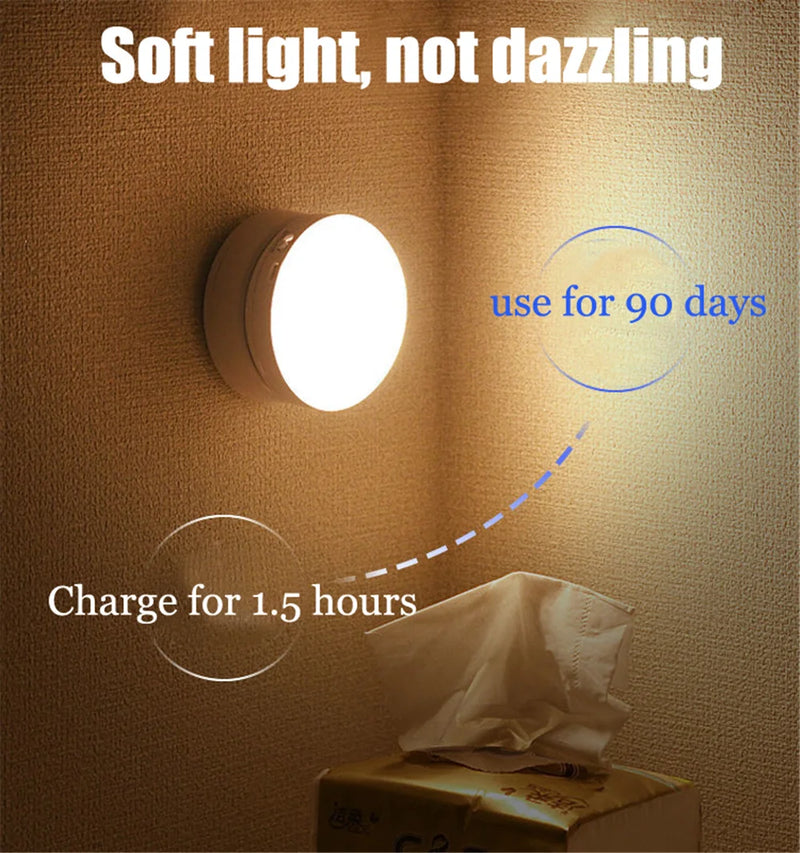 360 Rotated PIR Motion Sensor Night Light Led Wall Lamps Rechargeable Auto/On/Off Under Cabinet Light Wireless Closet Night Lamp