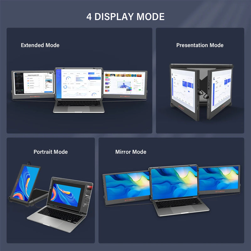 11.6 Inch Portable Monitor Laptop Triple Dual Extender Screen Full View 1920x1080 IPS FHD Folded Display For 13.0-17.3In Laptops