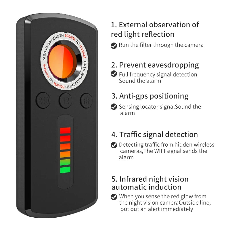 Hidden Camera Detector Anti Spy Gadget Professional Spy things Wireless Signal Infrared Camera Car GPS Bug Mini Search Devices