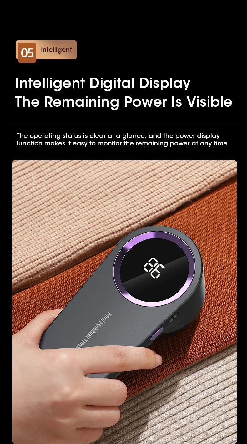 Household Hair Ball Trimmer with LED Display Rechargeable Electric Lint Remover Hairball Fizz Fluffs Clothes Shaving Machine