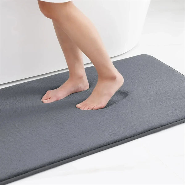 Kitinjoy Silicone Bath Mat Non-Slip Shower Bathroom Rug Memory Foam Carpet Soft Foot Mat Floor Super Absorbent Quick Dry Rug