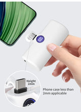 Mini Power Bank Portable 5000mAh Fast Charge With Type-C/Lightning Plug Compact Emergency Battery Pack for IPhone/Android Phone