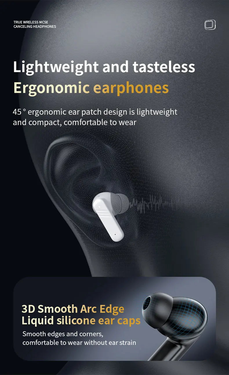 Wireless Earbuds With Touch Screen In-Ear Earphone ANC Noise Cancellation Long Battery ENC Mic Compatible With IOS Android