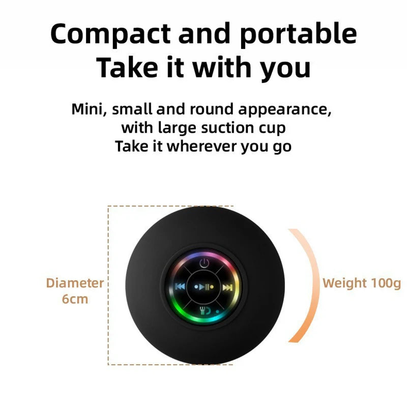 Xiaomi Mijia Bluetooth Mini Portable Speaker Wireless IPX4 Waterproof Speaker with FM Radio and Multicolor LED Light Suction Cup