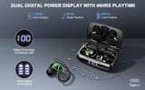 Wireless Earbuds, Bluetooth 5.3 Headphones with Dual Mic, 48H Playtime LED Display Wireless Sports Headphones.