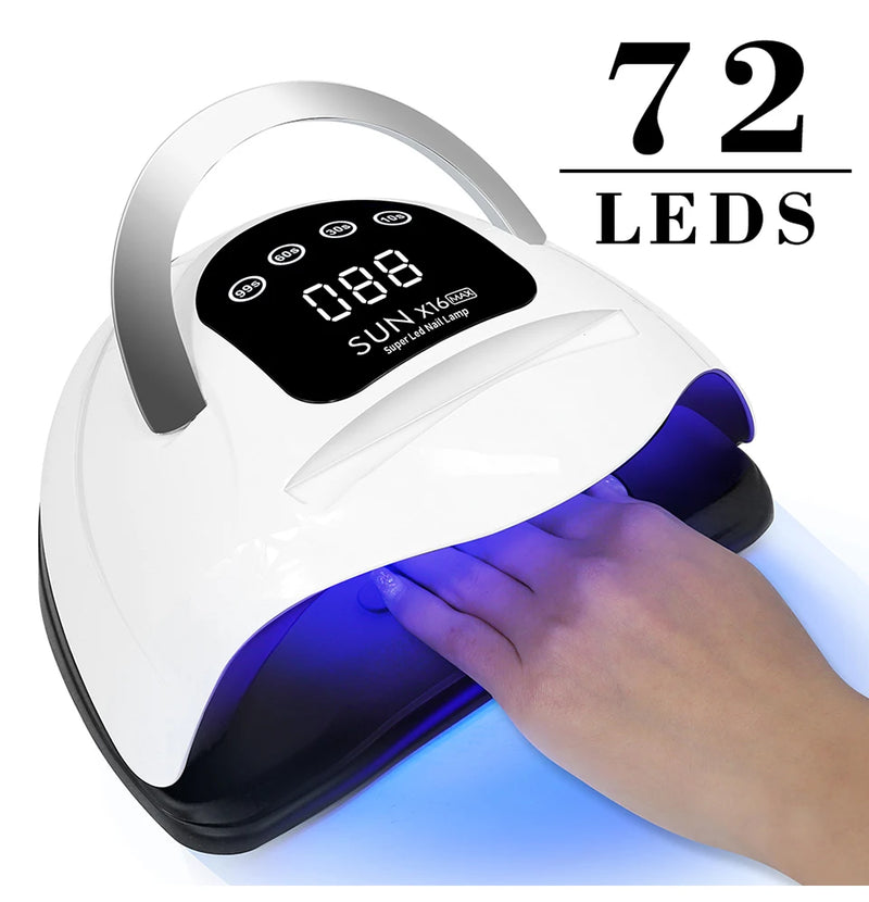 Professional 72LED Nail Dryer UV Nail Light with 4 Timers Automatic Sensor Settings, Suitable for Gel Curing Home Nail Tools