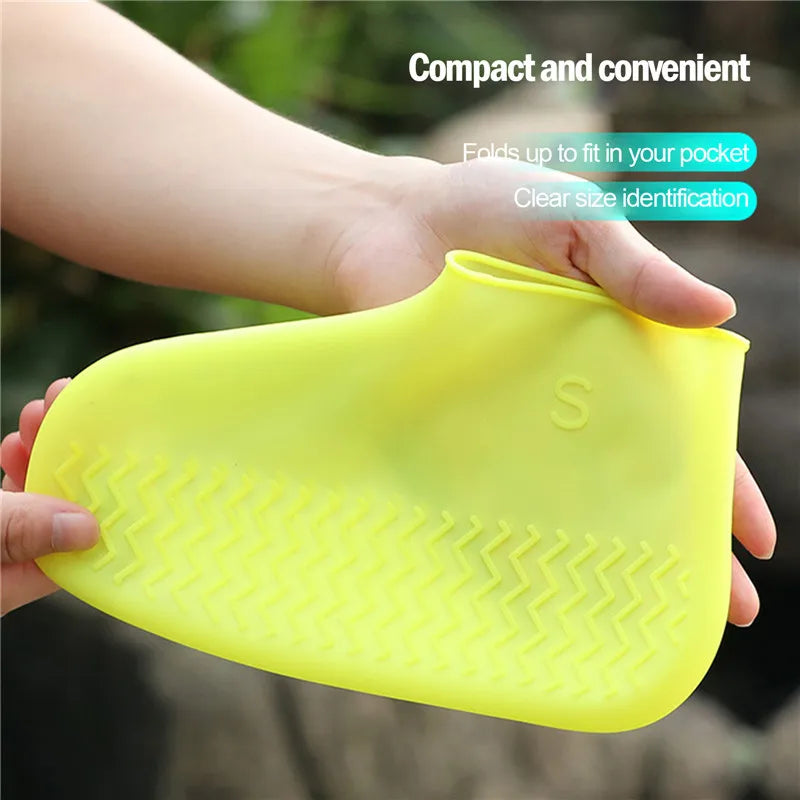 1Pair Reusable Waterproof Rain Shoe Covers Silicone Outdoor Rain Boot Overshoes Walking Shoes Accessories Protectors Shoes Cover