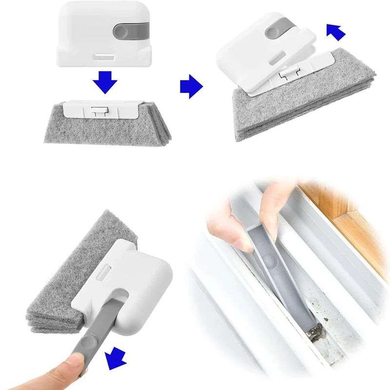 Window Groove Slot Cleaning Brush, Replaceable Head, Door Window Sill Track Cleaner, Handheld Kitchen Floor Gap Cleaning Brushes