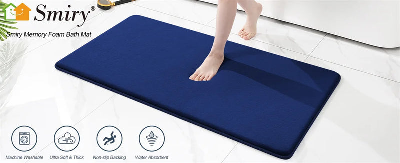 Kitinjoy Silicone Bath Mat Non-Slip Shower Bathroom Rug Memory Foam Carpet Soft Foot Mat Floor Super Absorbent Quick Dry Rug