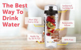 Fruit Infuser Water Bottle 32 oz Large Leak proof Plastic Fruit Infusion Water Bottle for Gym Camping  and Travel