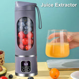 450ml Portable Juicer Blender Cup USB Rechargeable Mini Electric Juicer 1500mAh with 8 Blades for Smoothies Shakes