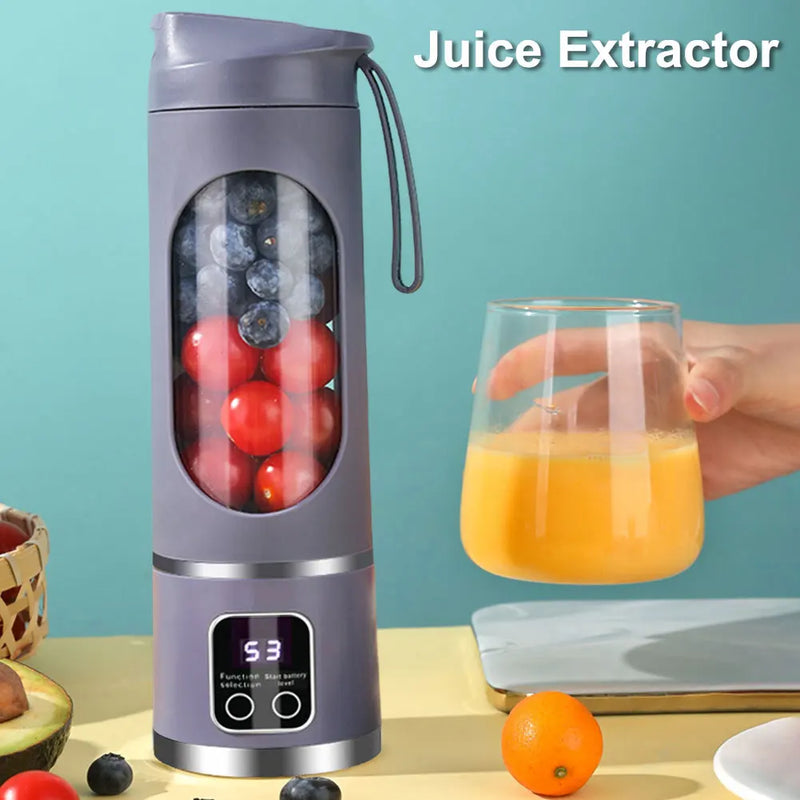 450ml Portable Juicer Blender Cup USB Rechargeable Mini Electric Juicer 1500mAh with 8 Blades for Smoothies Shakes