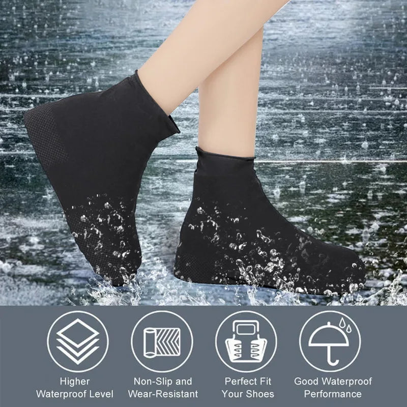 1Pair Reusable Waterproof Rain Shoe Covers Silicone Outdoor Rain Boot Overshoes Walking Shoes Accessories Protectors Shoes Cover