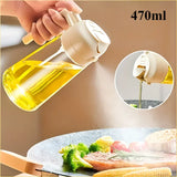 1PCS 2in1 470ml Glass Spray Oil Sprayer Bottle Spray Oil Dispenser Oil Jar Cruet BBQ Kitchen Baking Roasting Picnic Kitchen Tool