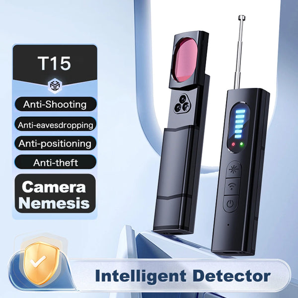 Wireless Camera Detector Protective Alarm Security Sensor Bug Finder GPS RF Signal Lens Tracker Detect Scanner T15 for Security