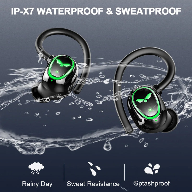 Wireless Earbuds, Bluetooth 5.3 Headphones with Dual Mic, 48H Playtime LED Display Wireless Sports Headphones.