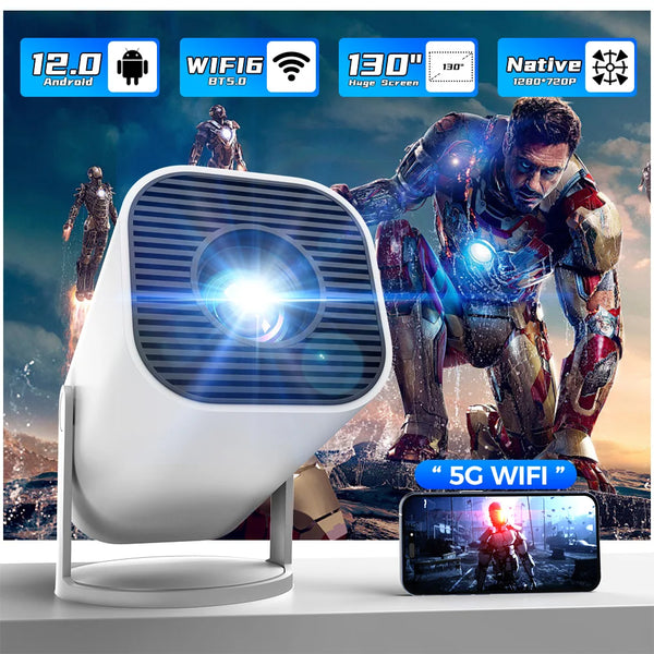 P30 Smart Mini Projector Android 12 WiFi6 BT5.0 Support 4K 1080P Projector 1280*720P Home Cinema Outdoor Portable Projector