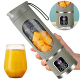 450ml Portable Juicer Blender Cup USB Rechargeable Mini Electric Juicer 1500mAh with 8 Blades for Smoothies Shakes