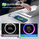 Mini Power Bank Portable 5000mAh Fast Charge With Type-C/Lightning Plug Compact Emergency Battery Pack for IPhone/Android Phone