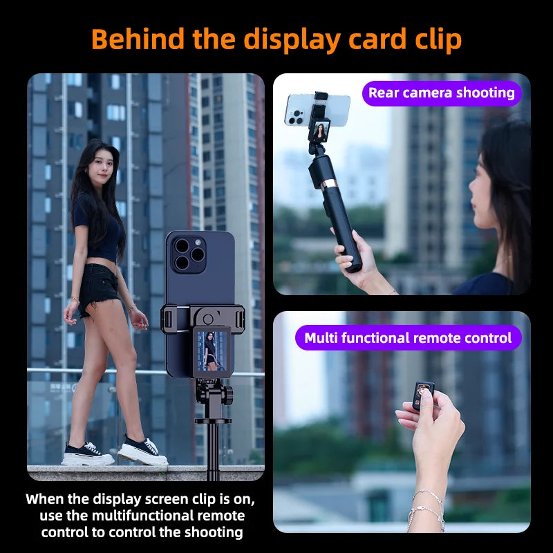 Smartphone Tirpod Multi functional automatic shooting with LED screen mirroring selfie stick Rear camera dedicated selfie stick