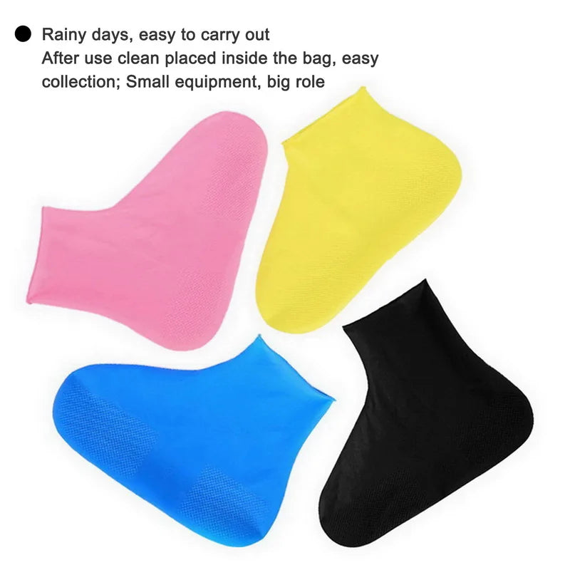 1Pair Reusable Waterproof Rain Shoe Covers Silicone Outdoor Rain Boot Overshoes Walking Shoes Accessories Protectors Shoes Cover