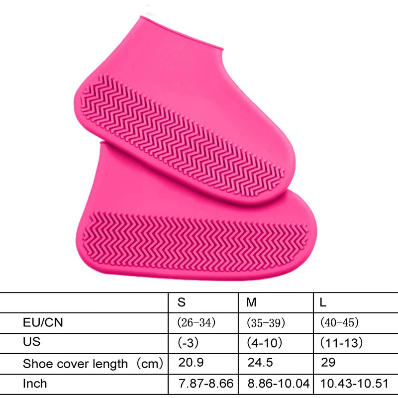 1Pair Reusable Waterproof Rain Shoe Covers Silicone Outdoor Rain Boot Overshoes Walking Shoes Accessories Protectors Shoes Cover