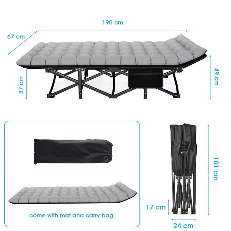 Folding Camping Cot Camp Cots Portable Heavy Duty Outdoor Camping Bed for Adults Home Beach RV Noon Break 200KG Bearing