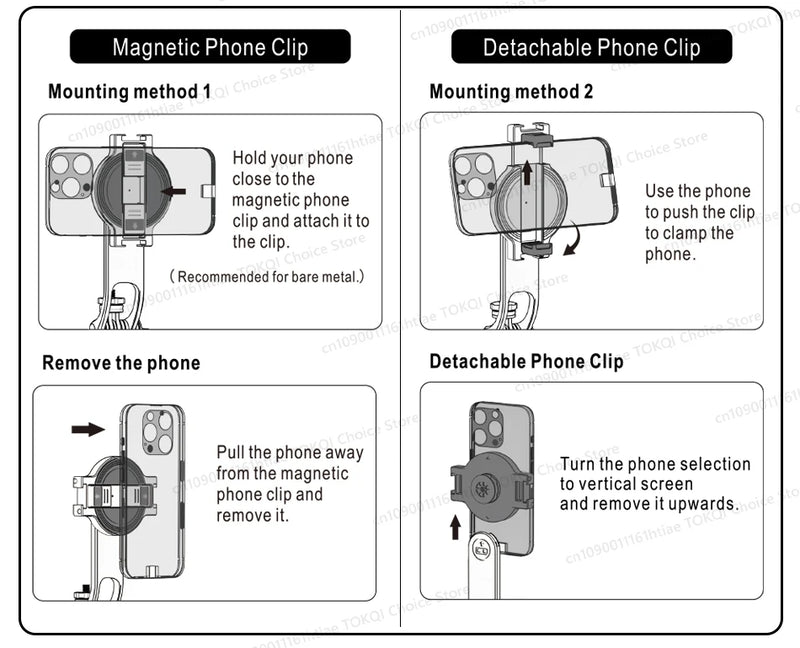 1300mm Magnetic Selfie Stick Tripod for iPhone Magsafe,Hidden Clamp & 1/4" Thread Compatible Android Smartphone & Action Camera