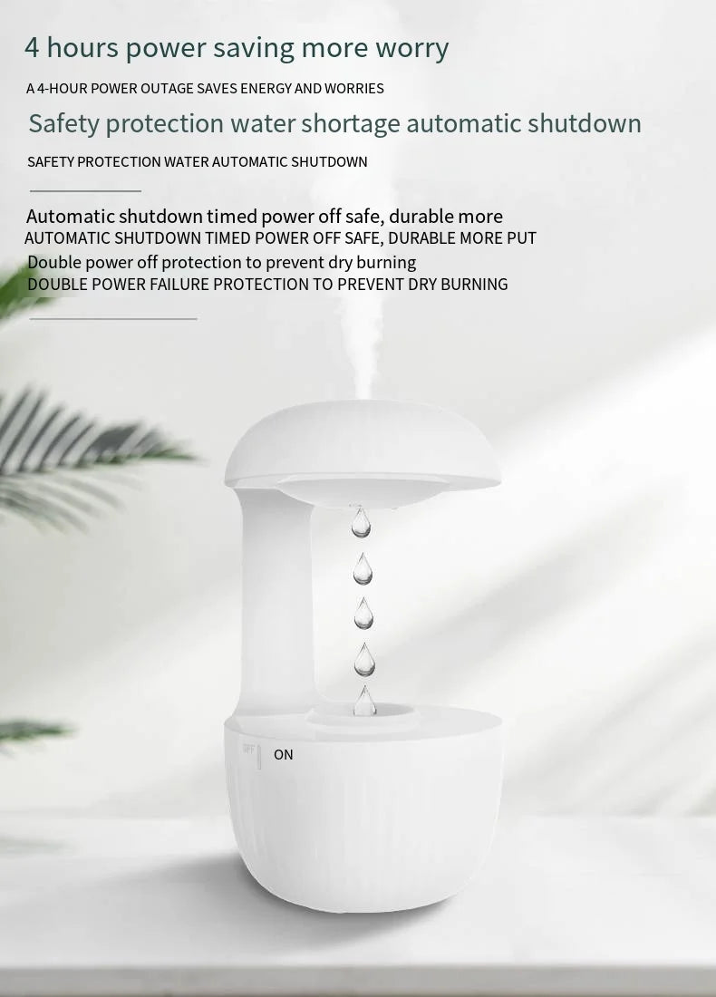 Water Droplet Air Humidifier Anti-Gravity Ultrasonic Cool Mist Maker Night Light Weightless Sprayer with LED Night Light