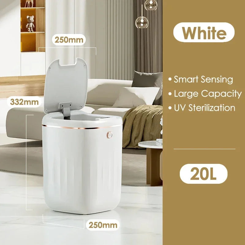 Smart Trash Can 20L Automatic Sensor Battery Powered Garbage Bin Large Capacity Induction Trash Can For Kitchen Bathroom Toilet