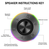 Mini Bluetooth Speaker Shower Speaker Subwoofer with Suction Cup/RGB Light HandsFree Call/FM Radio Stereo Subwoofer For Bathroom