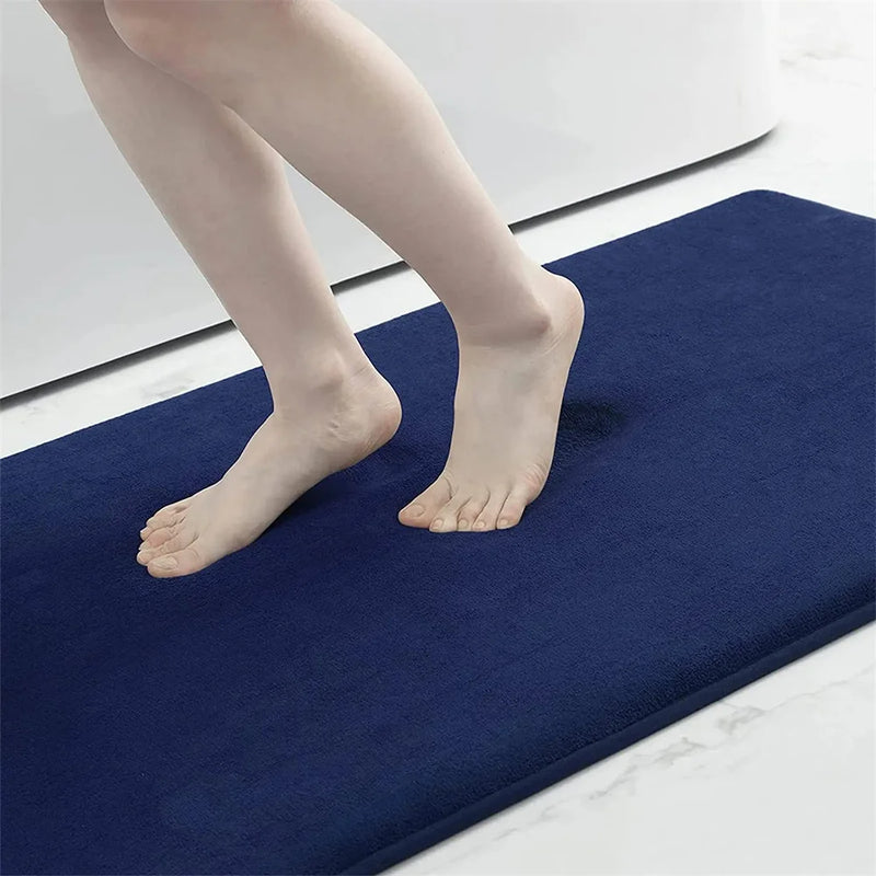 Kitinjoy Silicone Bath Mat Non-Slip Shower Bathroom Rug Memory Foam Carpet Soft Foot Mat Floor Super Absorbent Quick Dry Rug