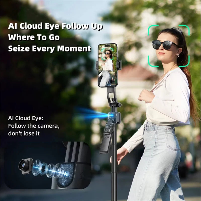 360°Selfie Stick With Bluetooth Remote Intelligent AI Follow-Up Anti Shake Pan Tilt Tripod Fully Automatic Photography Artifact